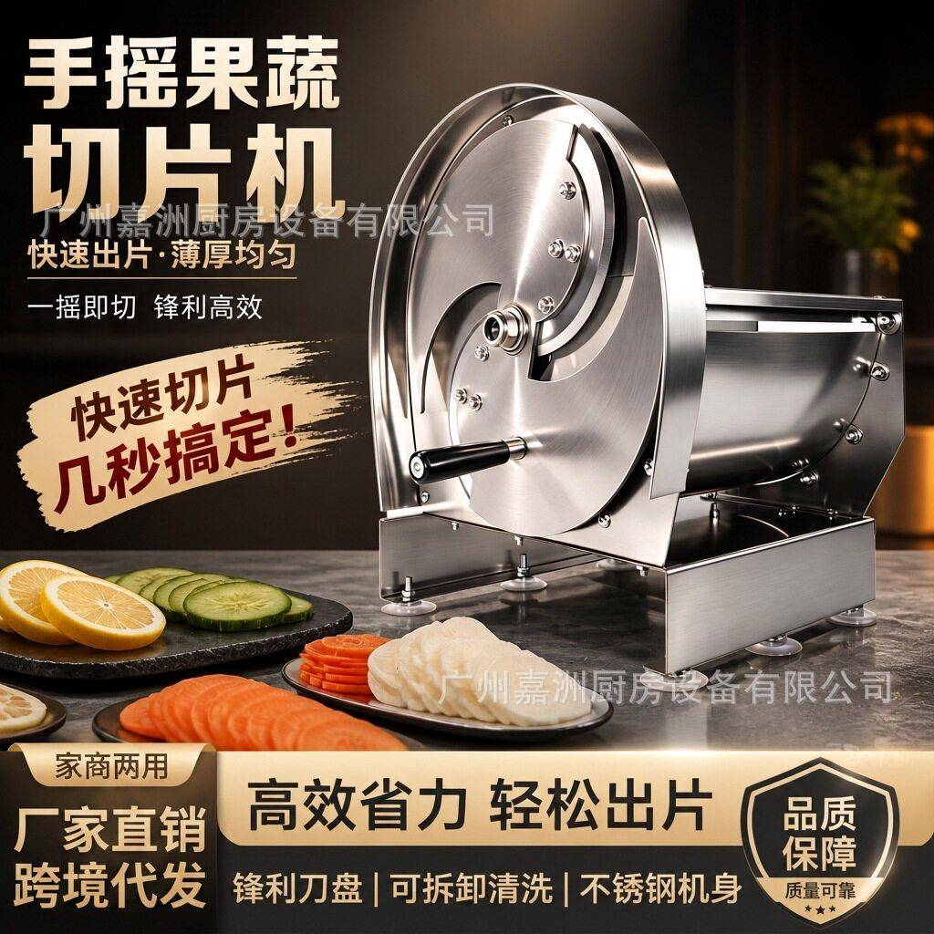 不锈钢柠檬切片机商用手摇土豆片切片器蔬菜水果土豆莲藕切片神器