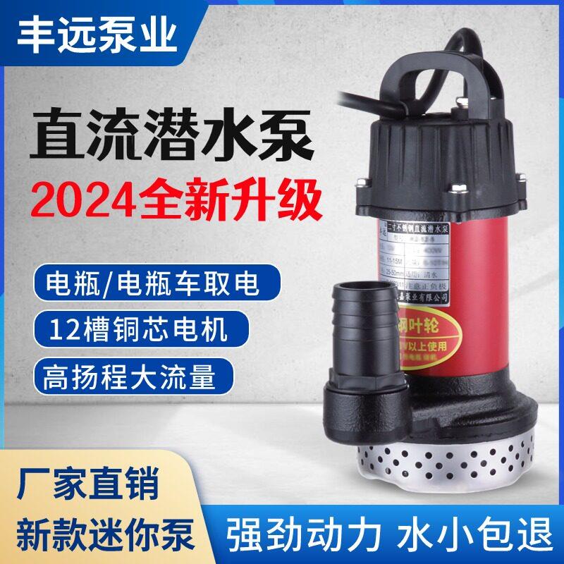 丰远超高扬程12V24V48V60V72直流电瓶车潜水泵农用灌溉铸铁抽水泵