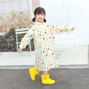 卡通儿童雨衣 透明帽檐 宝宝幼儿学生小孩防水衣 带书包位拉链长款