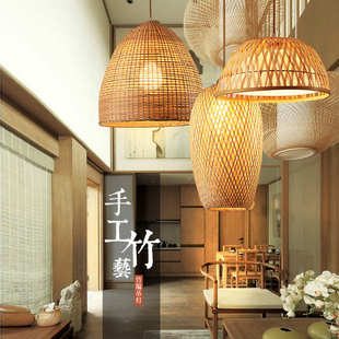 创意新中式 饰实木竹艺禅意灯具 竹编吊灯会所茶楼过道饭店餐厅灯装