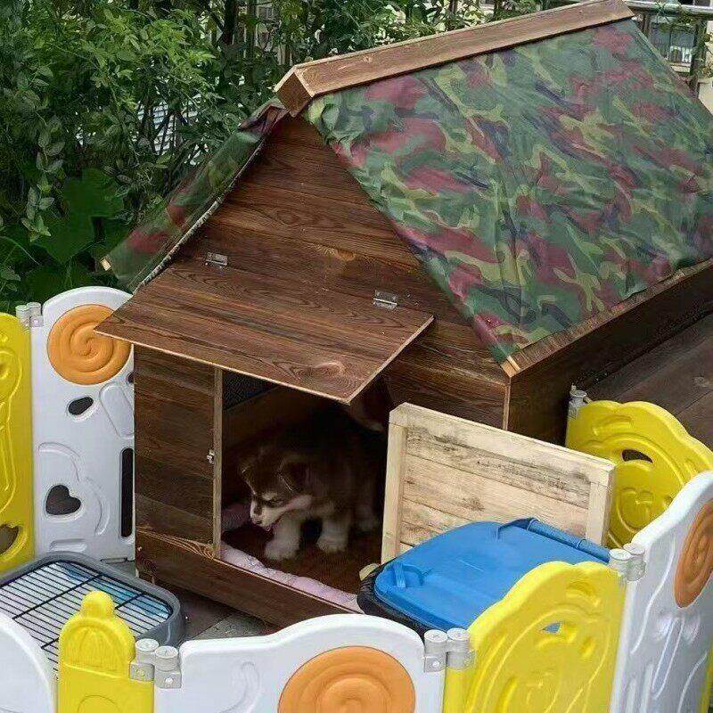 户外实木碳化狗屋防水雨防腐保暖宠物室外猫舍大中型犬猫室内房子