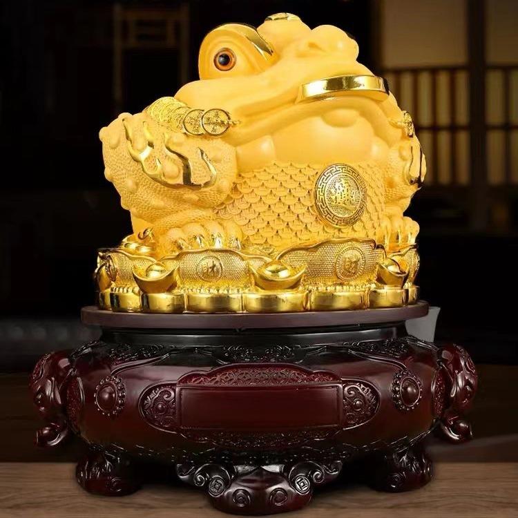 三足金蟾蜍摆件大号可旋转金蝉店铺办公室收银台装饰开业礼品