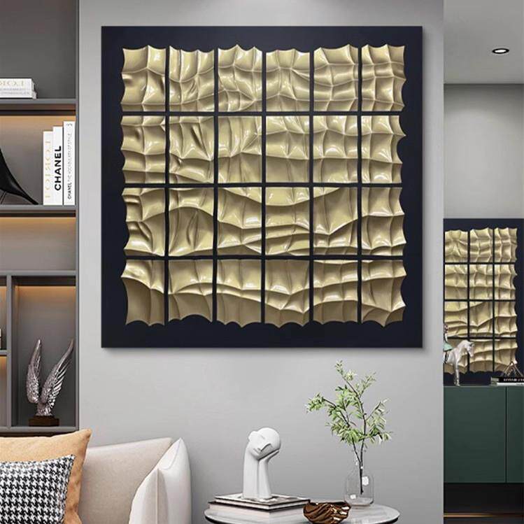 D立体木雕画立体意式极简玄关装饰画亮面效果高级感中古风挂画