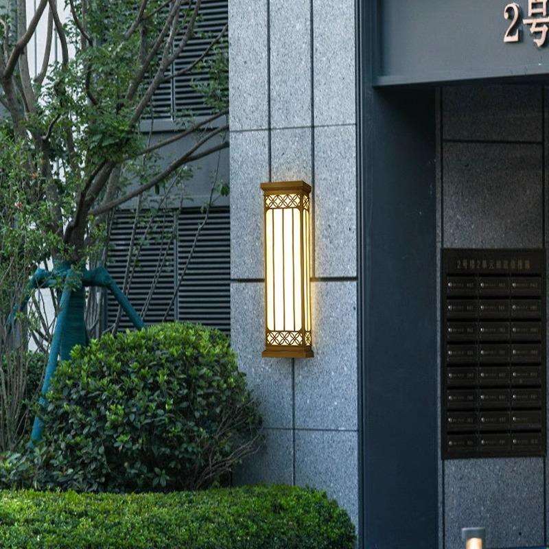 新中式全铜防水壁灯别墅酒店庭院售楼部小区大门户外仿云石壁灯