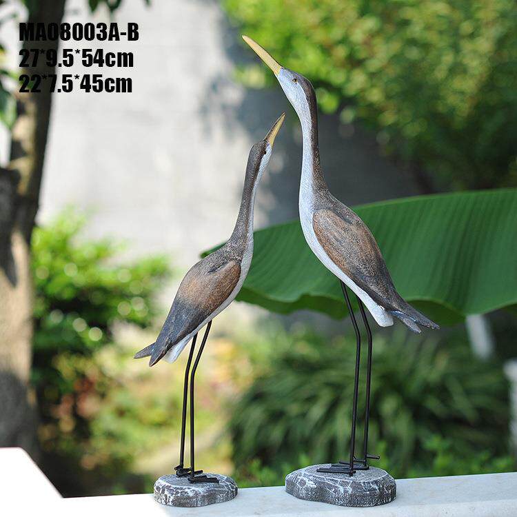 实木雕刻套装鸟地中海家居装饰摆件复古树桩海鸟橱窗陈列木雕鸟