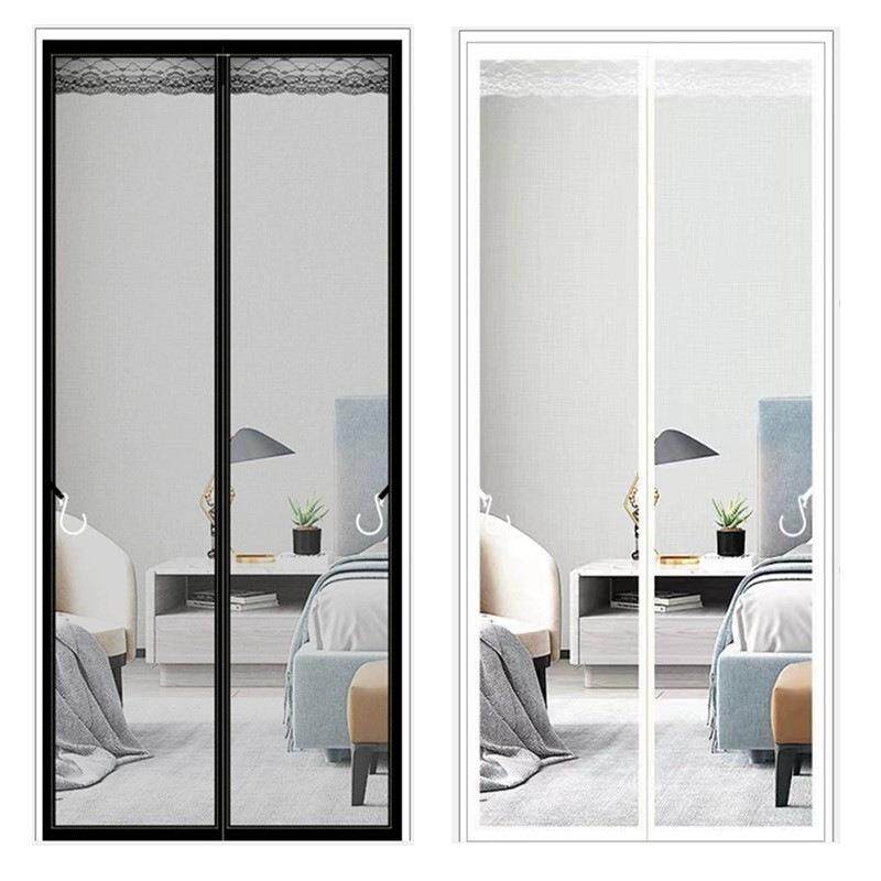 防蚊门帘魔术贴自粘磁吸纱门纱窗家用夏季纱帘加厚免打孔纯色黑色