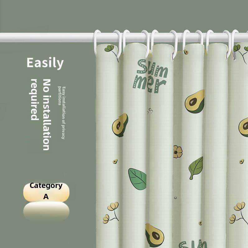 出租房隔断窗帘，客厅改卧室屏风，伸缩杆无需打孔安装，门帘成套