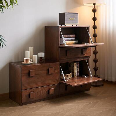 中风红NTMY-G32橡卡古门柜家卧室用木储物柜客厅餐边柜复古靠墙组