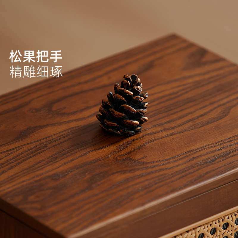 木质藤编办公室垃圾桶高颜值家用客厅中式卧室厨房大号垃圾收纳筒