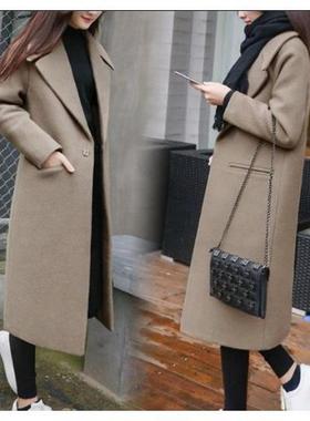 Winter thick loose long woolen coat woman over knee coats
