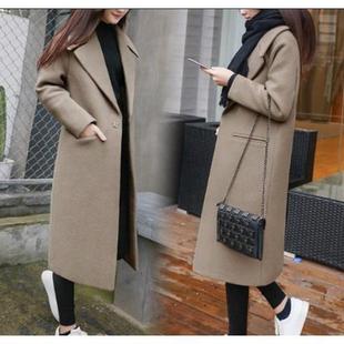 Winter thick loose long woolen coat woman over knee coats