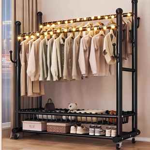 加挂衣BT架落地卧室家粗用房间室多内双晒杆晾架子可移动功能衣帽