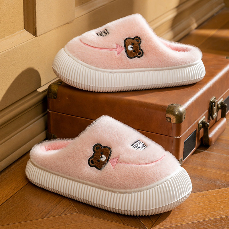 新款棉拖鞋女厚底室内居家秋冬季卡通可爱保暖脚可外穿毛绒暖拖鞋