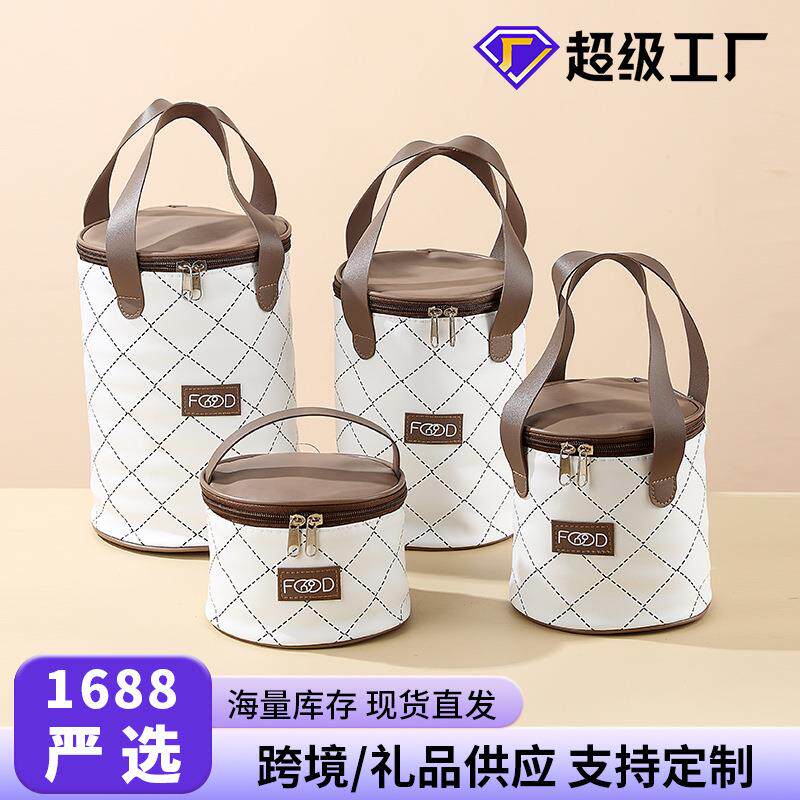 圆形保温饭盒袋便当手提包带饭防水防油上班族便携外带加厚铝箔袋
