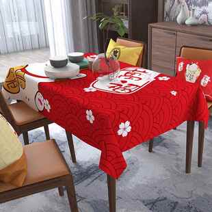 正品日猫式招财桌布防水餐艺茶几摆布台网i红客厅ns摊布艺麻将桌