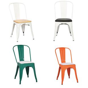 安吉周铁艺居家单色酒店餐厅家具木板坐垫靠椅居家客厅黑色餐椅批