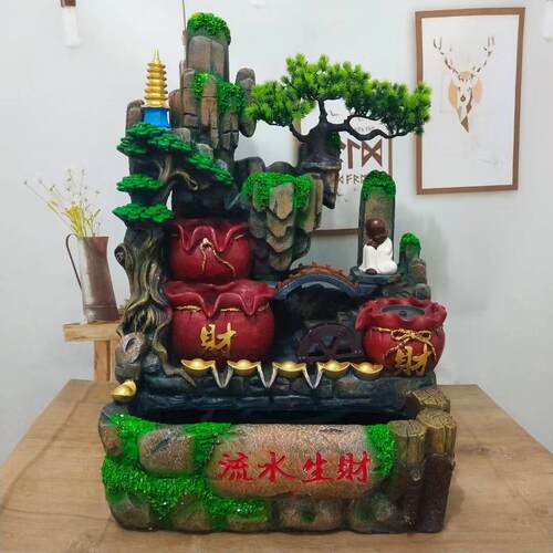 小额假山流水喷泉摆件室内客厅落地水景装饰义乌树脂工艺品