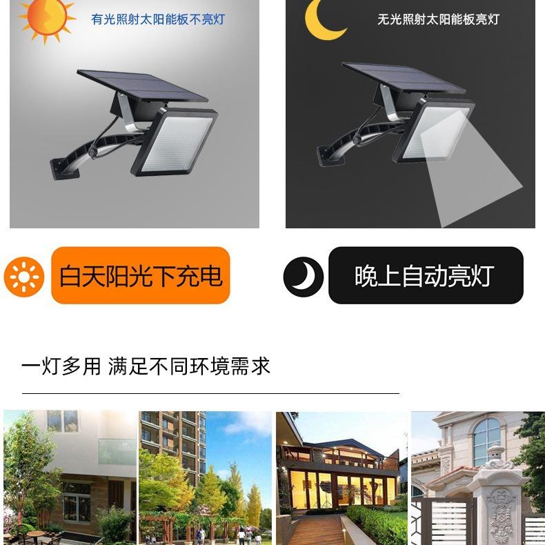 跨境48LED太阳能灯景观庭院灯室内室外通用花园分体安装照明壁灯