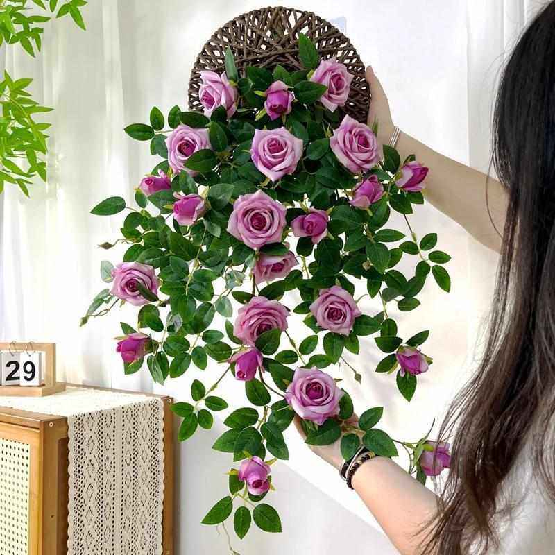 仿真花玫瑰花壁挂假花装饰阳台室内户外藤蔓吊兰摆设客厅墙面遮挡,鲜花速递/花卉仿真/绿植园艺,仿真绿植,淘宝优惠券,粉丝福利购,淘宝优惠卷