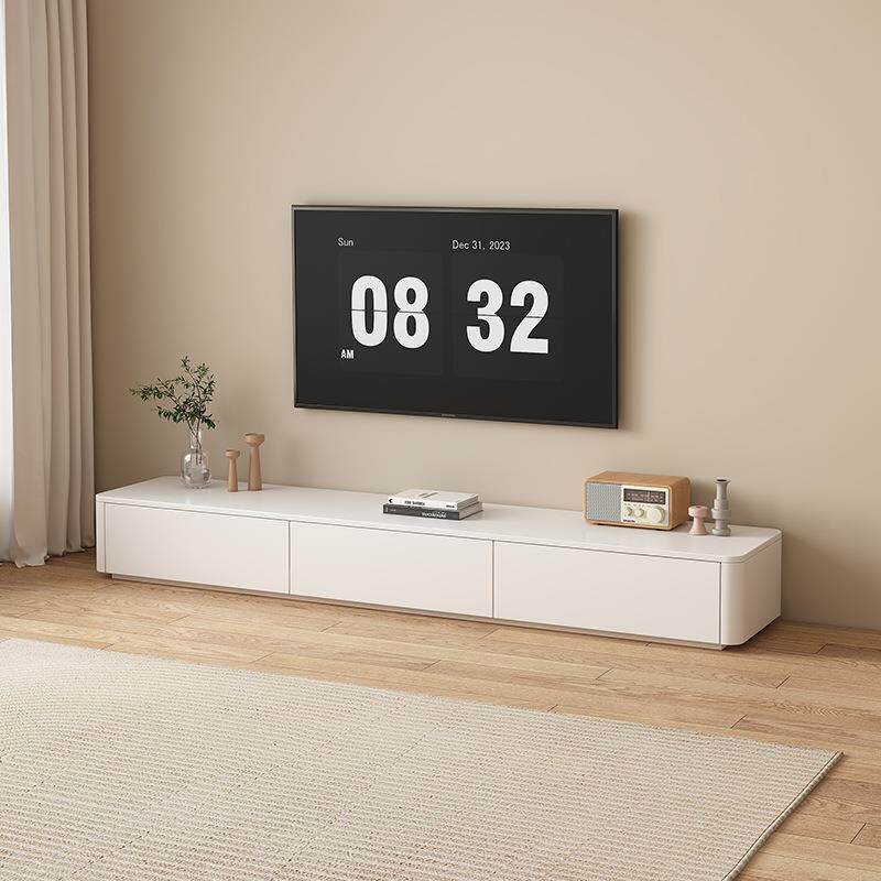 现代简约岩板茶几组合客厅落地轻奢电视新品实木电视柜家用小户型