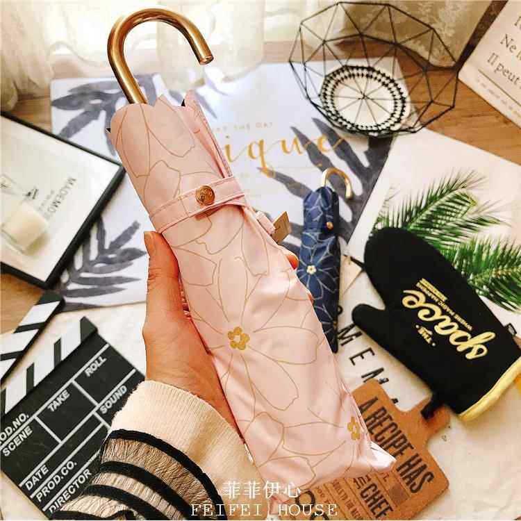 正品雏菊超轻阳外伞刺绣防紫遮线女钩太阳弯伞三折叠晴雨伞两用防