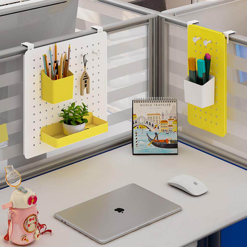 办公室桌面洞洞板置物架免打孔工位屏风隔断悬挂式桌上收纳隔挡板