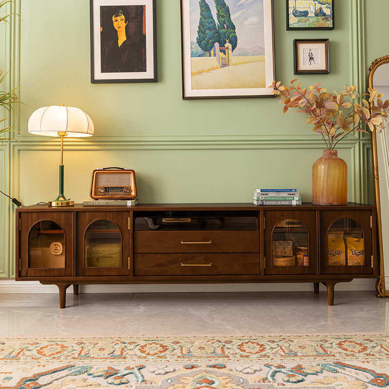 复古储物电视柜北欧实木试听柜家用小户型拱形门创意收纳柜客厅,住宅家具,电视柜,淘宝优惠券,粉丝福利购,淘宝优惠卷