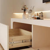 2025年新款 奶油风落地电视柜收纳储物柜一体简约客厅家用茶几组合