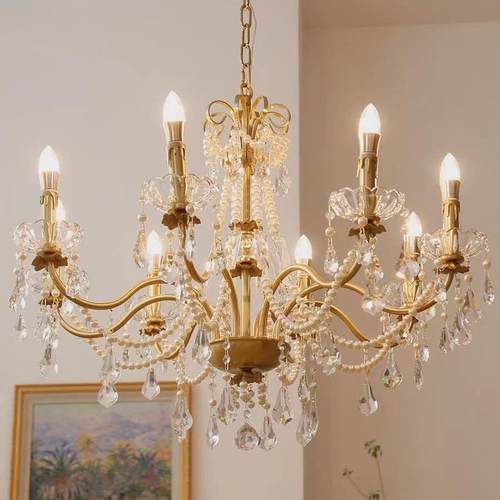 奢尼式美法式珍珠晶水吊洛灯全铜欧式别墅1058客厅餐厅卧室吊灯