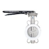 RL宽边四氟304 16P 316L板 不锈钢全衬四氟手柄对夹蝶阀D71F46