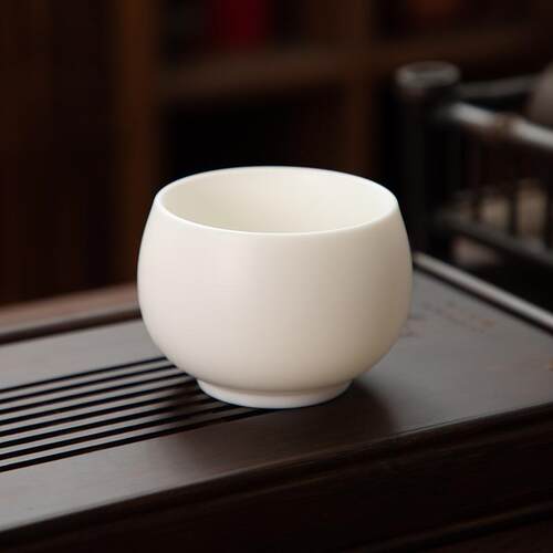 德化陶瓷【单茶杯满160ml纯白哑光】高纯 羊脂玉瓷 21号主人杯 大