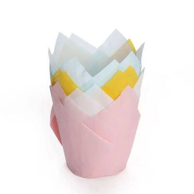 50Pcs Paper Cake CupDecoration Tools Cupcake Tulip Flower
