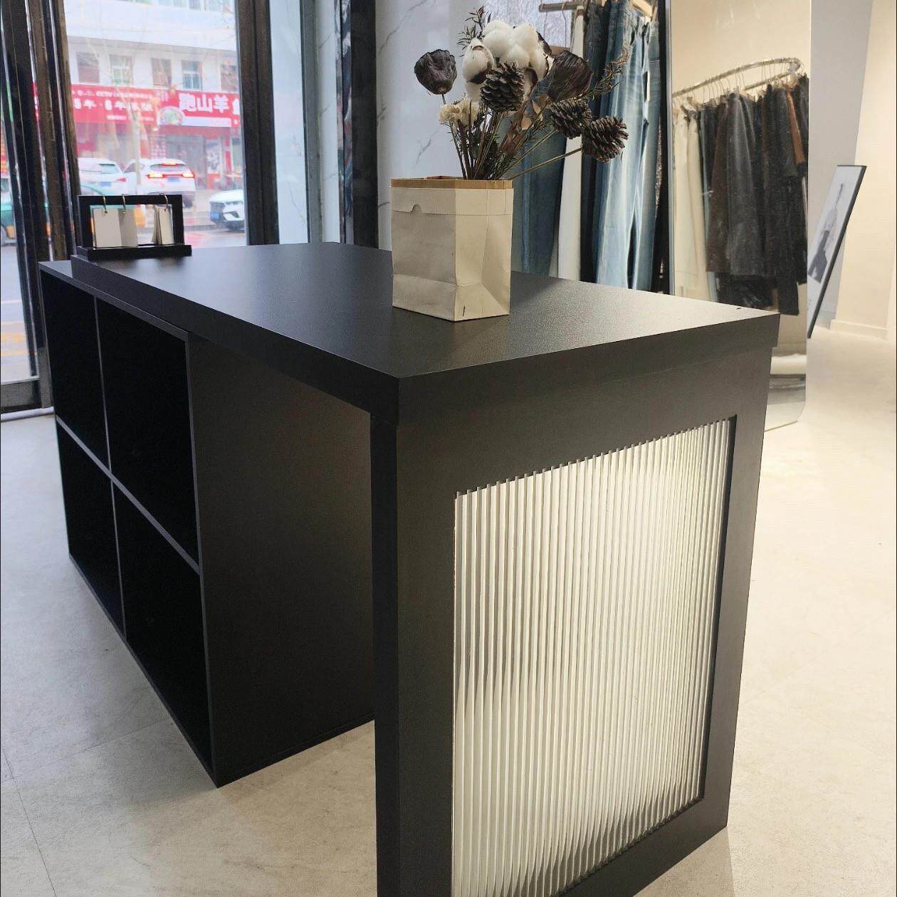 可伸缩免漆展示柜服装店货架吧台玻璃中岛女装摆件饰品陈列置物架