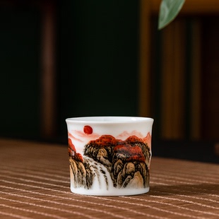 鸿运当头茶盏主人杯茶碗国家一级工美师刘培竹手绘品茗杯家用送礼