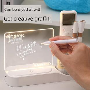 笔筒小夜灯 学生桌面励志摆件亚克力写字板 活动礼品礼物印制刻字