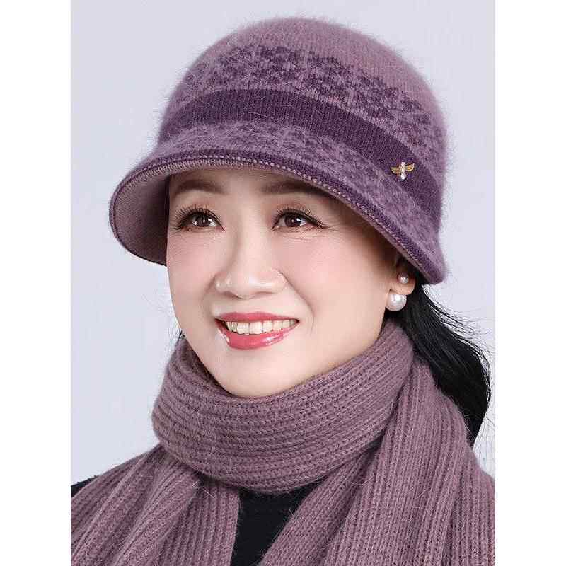 中老年人秋冬天帽子女老人奶奶冬季妈妈加绒保暖老太太针织毛线帽