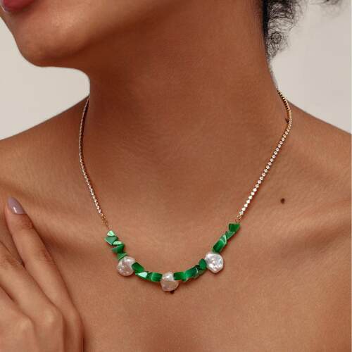 Stainless steel jewelry necklace, cat's eye stone pendant