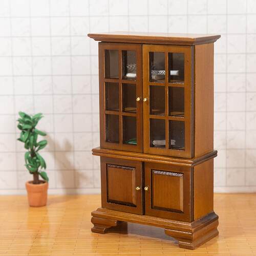 微缩1:12模型娃娃屋工艺品袖珍现代玻璃橱柜珍藏柜子亮柜家具摆件