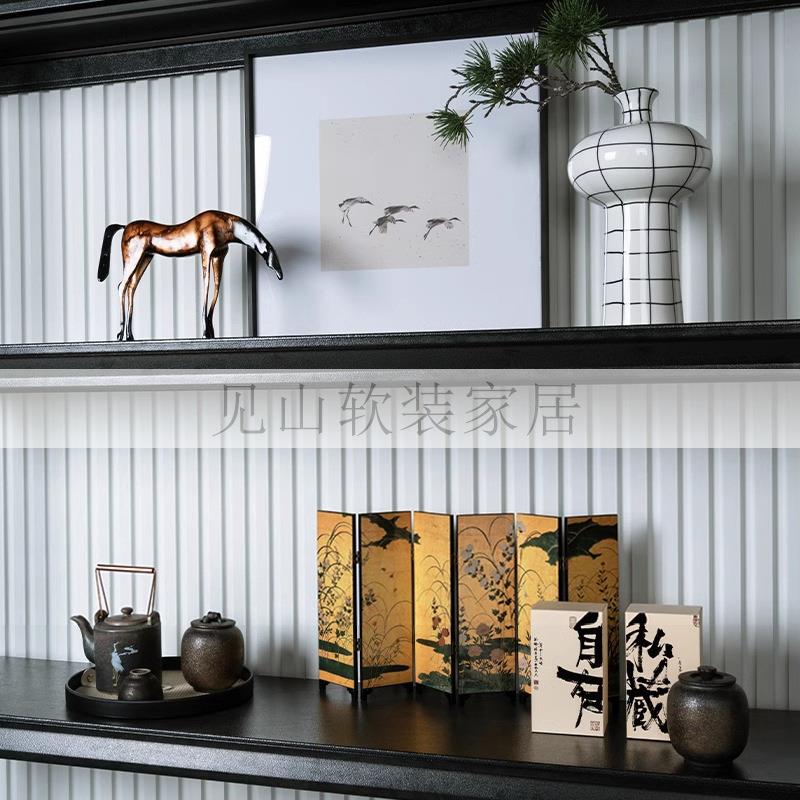 新中式千里马摆件客厅书房玄关茶室创意微景观套装样板间茶具饰品