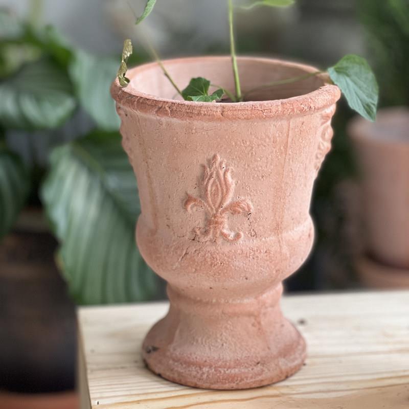 植物盆友欧式纯手工浮雕粗陶红陶花盆透气透水家居阳台园林种植盆