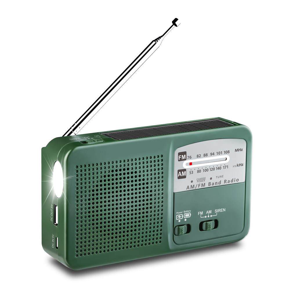 户外应急多功能收音机FM/AM手动充电防灾太阳能手摇发电LED手电筒