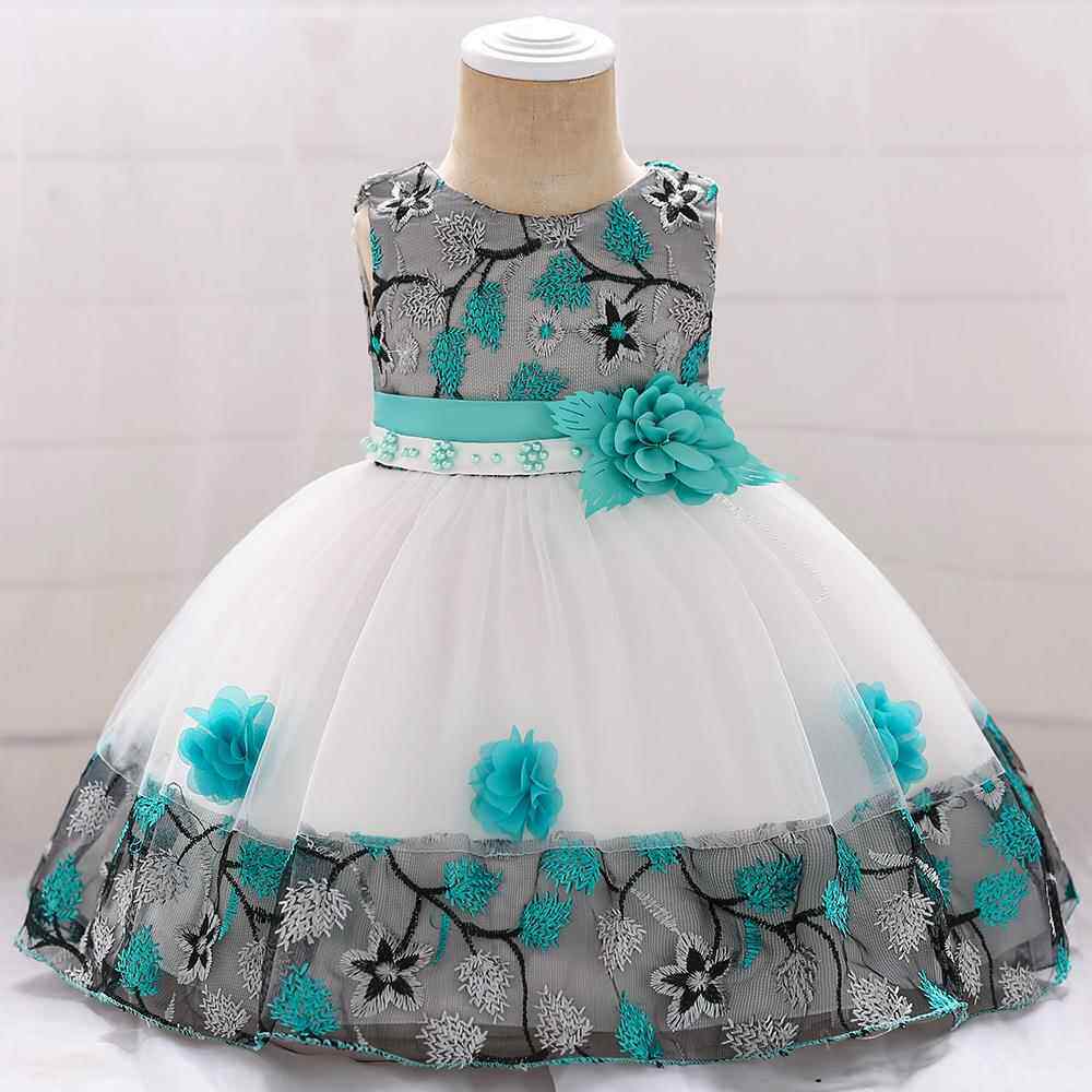 高档2024女童子新款裙日裙周岁蓬蓬百女童小花朵公主裙表演演出服