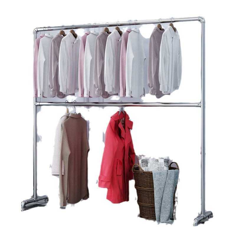 镀锌钢管晾衣架上下双层落地架单杆晒衣架室内阳台稳固地摊挂衣架,收纳整理,多夹子晾衣架,淘宝优惠券,粉丝福利购,淘宝优惠卷