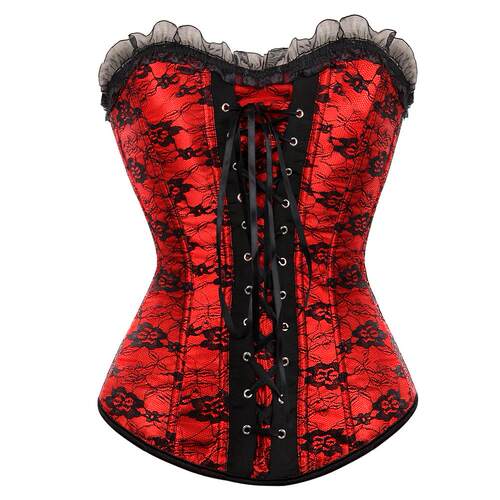 Lace fabric double adjustable court chest cinching