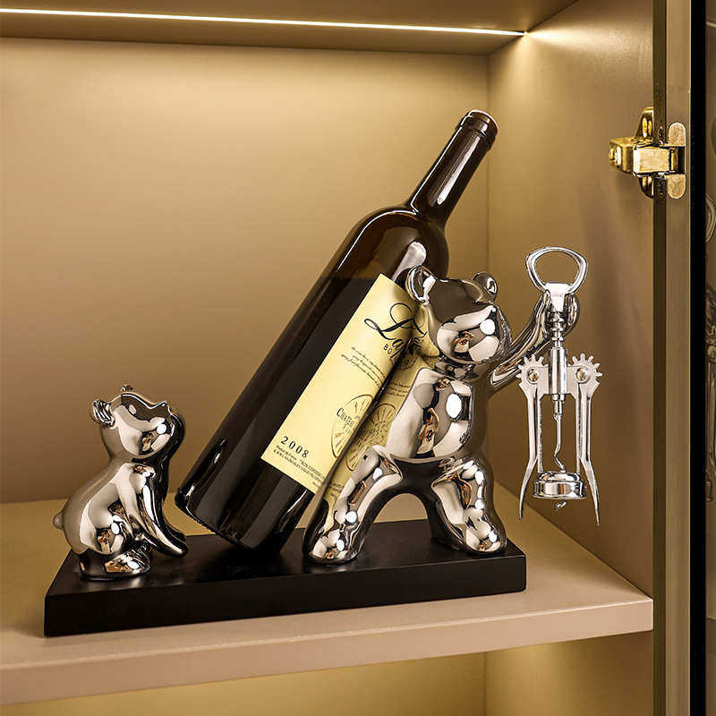 贝汉美陶瓷电镀亲子熊酒架软装家居装饰酒柜摆件热采,餐饮具,酒架,淘宝优惠券,粉丝福利购,淘宝优惠卷