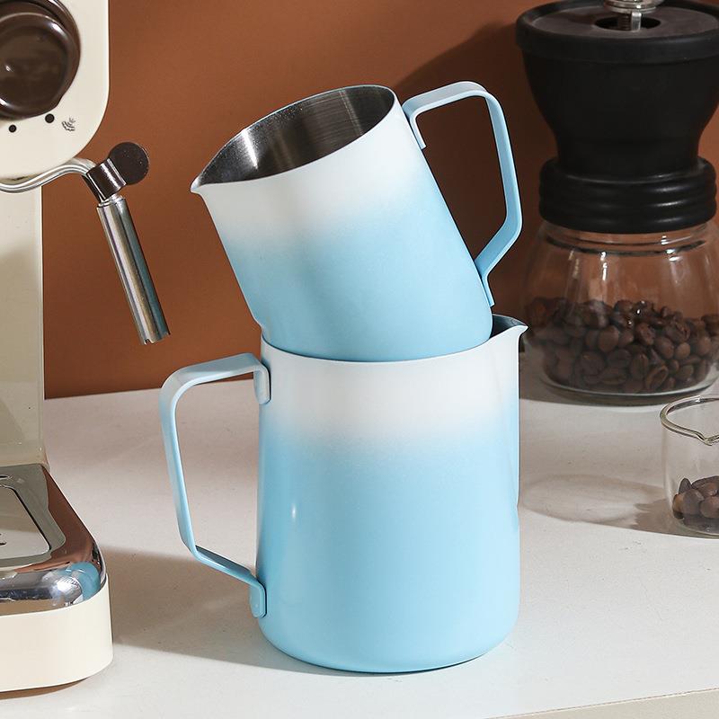 304不锈用钢拉花杯嘴尖啡拉花缸奶泡杯04渐变彩色创意家咖咖啡用