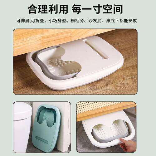 脚纳桶折叠水携桶便收家用按4213摩养生足浴盆过泡小腿带盖保温洗