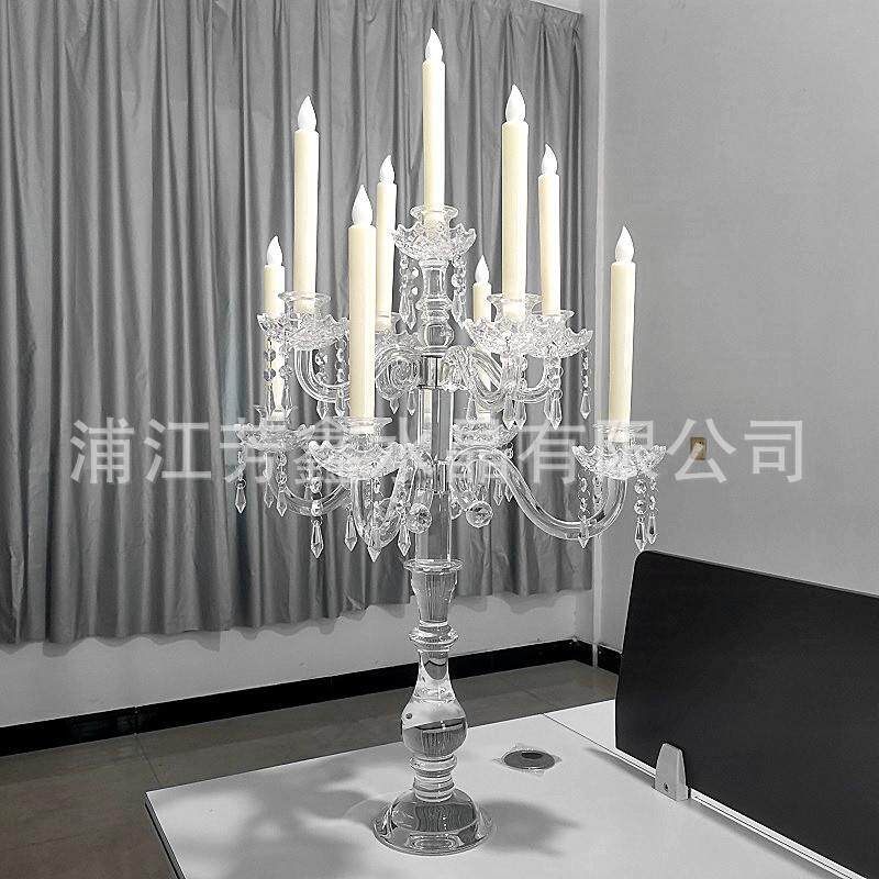 户外罗马柱玻璃水晶烛台复古婚礼一体防风专用蜡烛台古风大号摆件