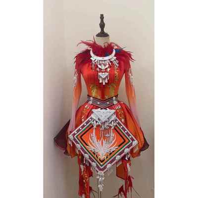 高档新款独舞艺考演出服苗族服装丹朝阳演》演出服表服《舞台服凤