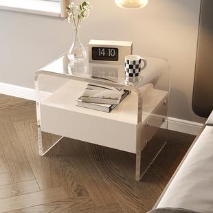 亚克力床头柜简约现代奶油风迷你收纳床边柜悬浮床收纳柜小型家具